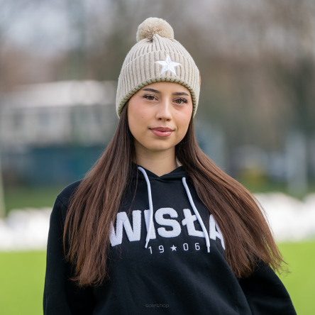 Czapka z pomponem beżowa 