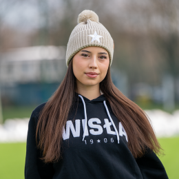 Czapka z pomponem beżowa "GWIAZDA"