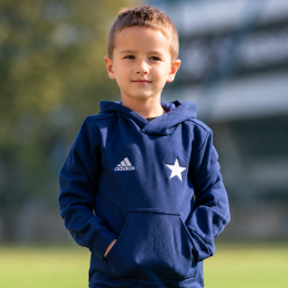 Bluza dziecięca bawełniana z kapturem ADIDAS GWIAZDA granatowa