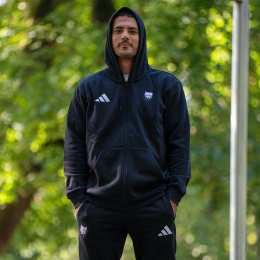 Bluza rozpinana z kapturem ADIDAS czarna "WIERNOŚC"