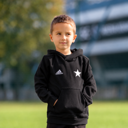 Bluza dziecięca bawełniana z kapturem ADIDAS GWIAZDA czarna