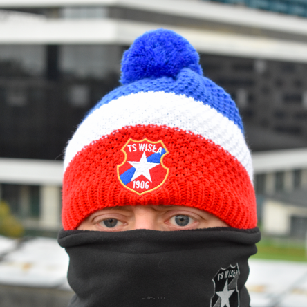 Czapka z pomponem podszywana polarem 