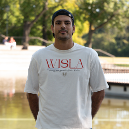 Koszulka beżowa męska "WISŁA" OVERSIZE