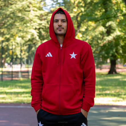 Bluza rozpinana z kapturem ADIDAS czerwona 